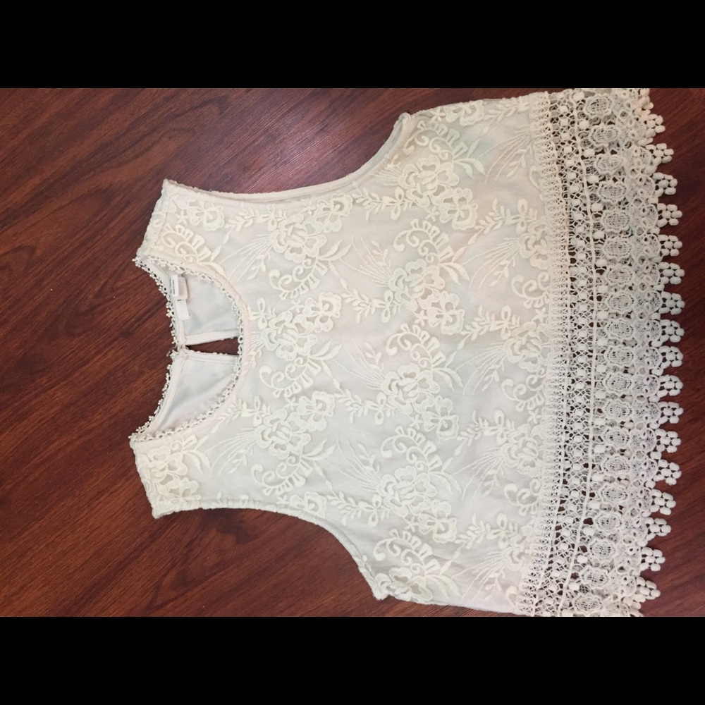 Cream lacy crop top